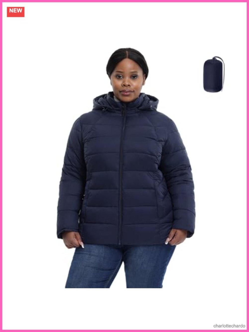 Plus Size Packable Puffer Jacket 1X-6X Water-Resistant Lightweight Winter Coat